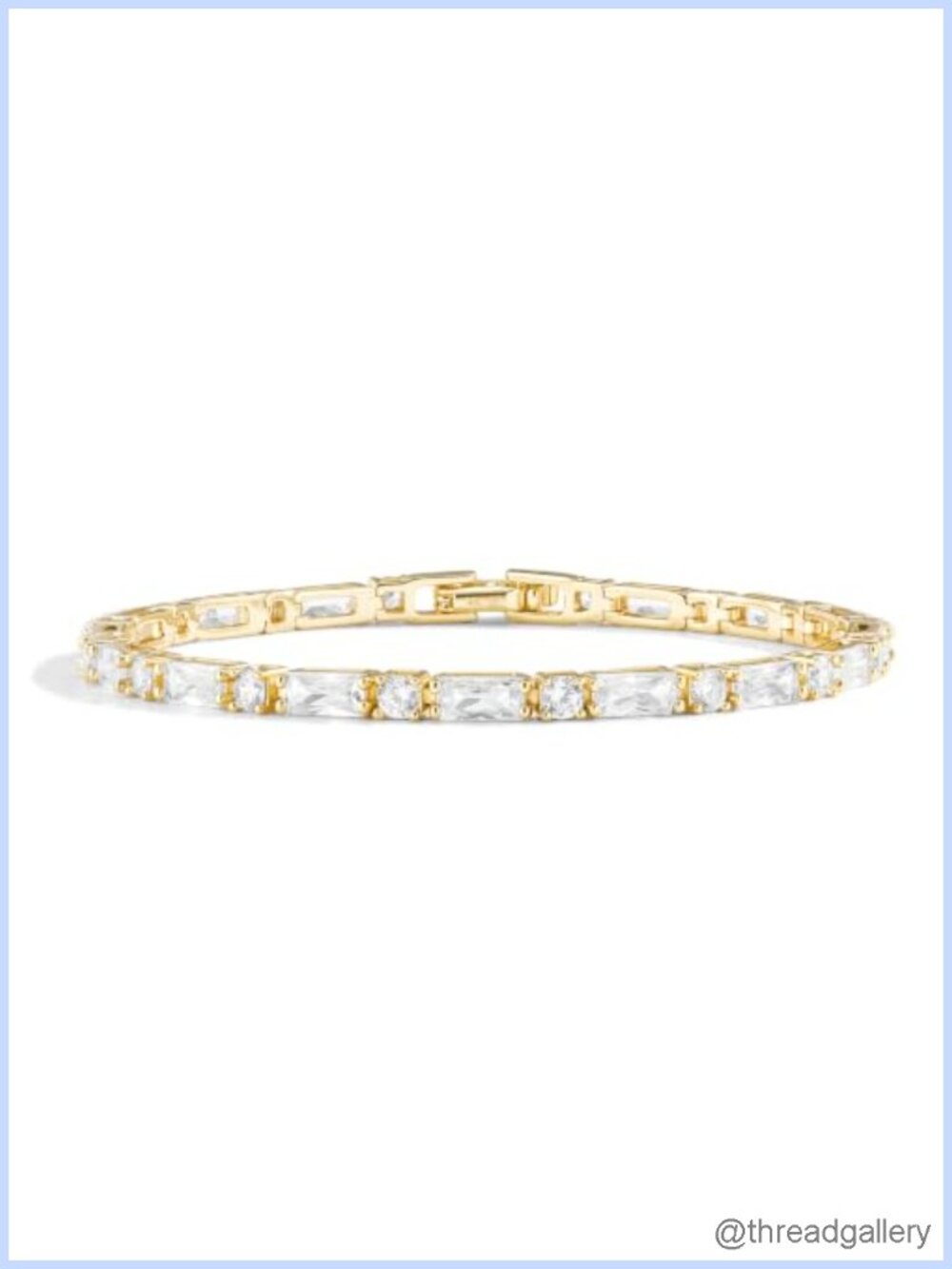 14K Gold Filled Tennis Bracelet Zircon Stones Fold-Over Clasp